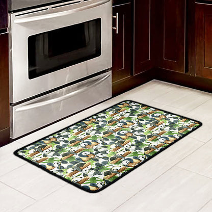 Watercolor Panda Bear Pattern Print Kitchen Mat