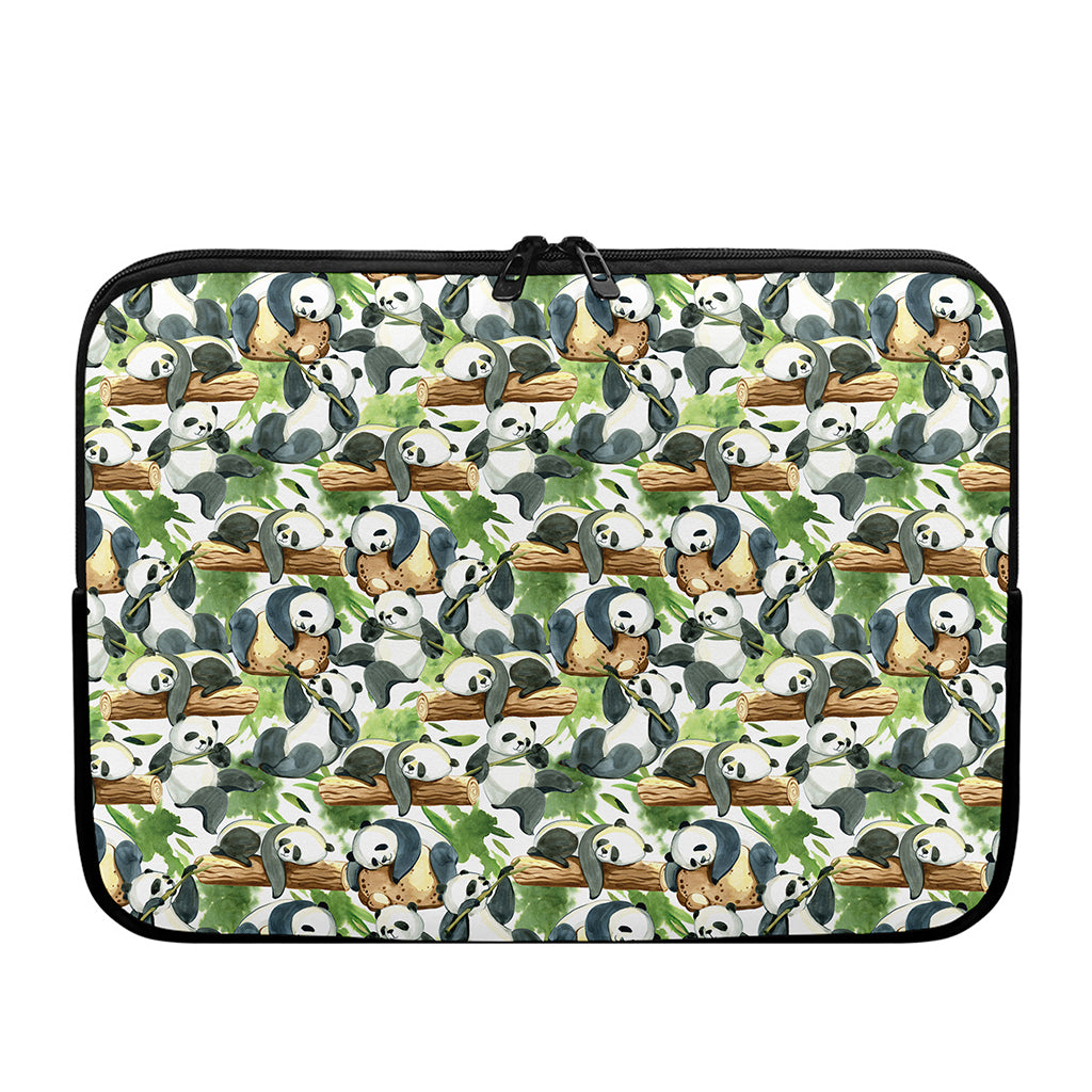 Watercolor Panda Bear Pattern Print Laptop Sleeve