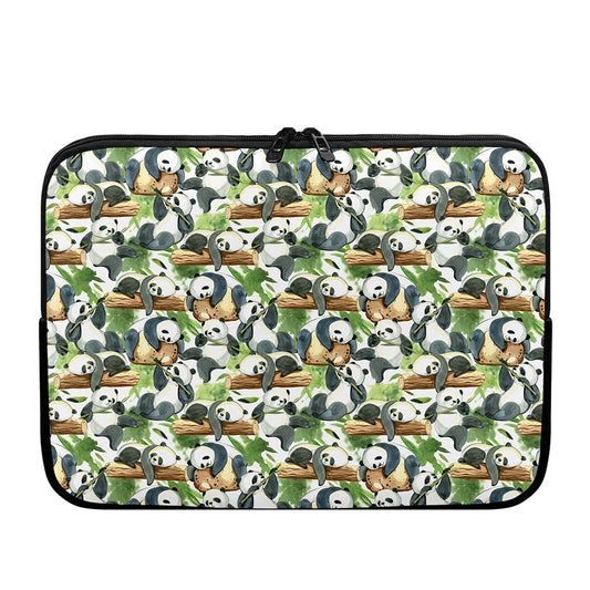 Watercolor Panda Bear Pattern Print Laptop Sleeve