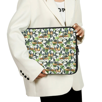 Watercolor Panda Bear Pattern Print Laptop Sleeve