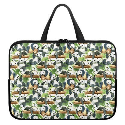 Watercolor Panda Bear Pattern Print Laptop Sleeve With Handle