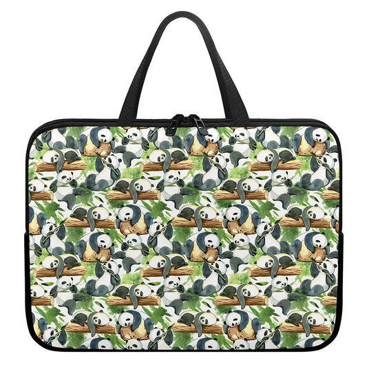 Watercolor Panda Bear Pattern Print Laptop Sleeve With Handle