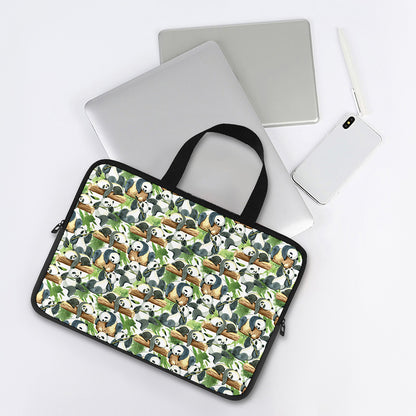 Watercolor Panda Bear Pattern Print Laptop Sleeve With Handle