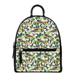 Watercolor Panda Bear Pattern Print Leather Backpack