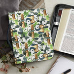 Watercolor Panda Bear Pattern Print Leather Bible Cover