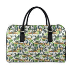 Watercolor Panda Bear Pattern Print Leather Duffle Bag