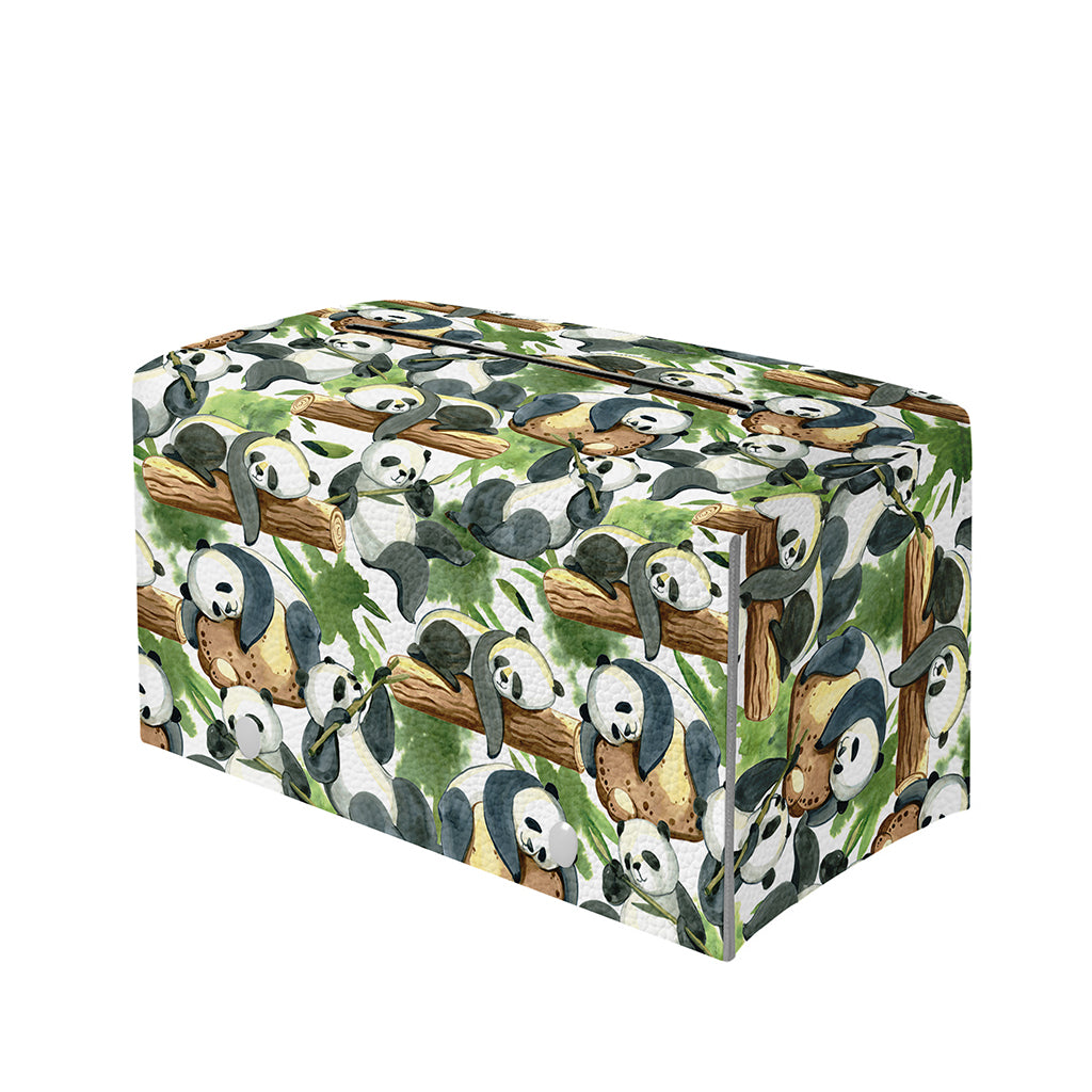 Watercolor Panda Bear Pattern Print Leather Tissue Box Cover