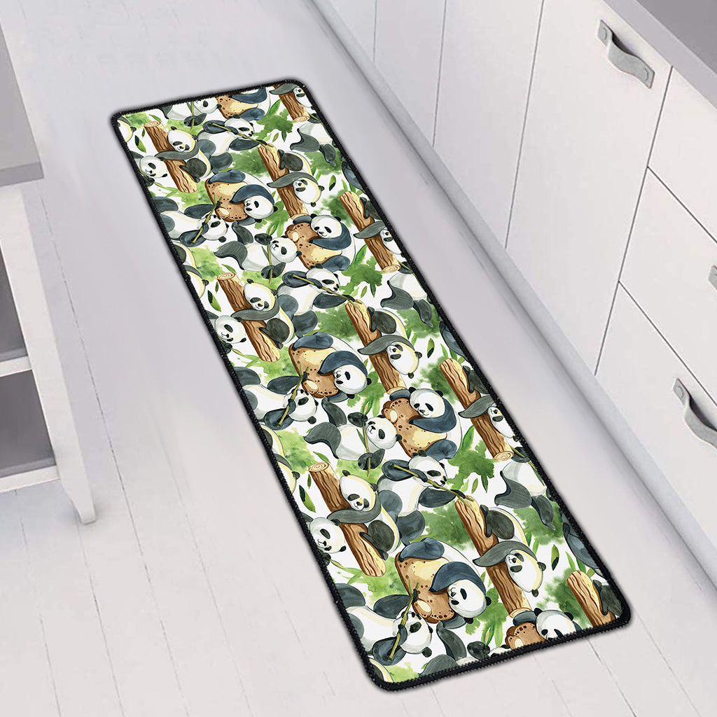 Watercolor Panda Bear Pattern Print Long Kitchen Mat