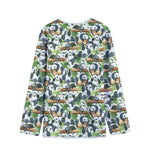 Watercolor Panda Bear Pattern Print Long Sleeve Short Coat