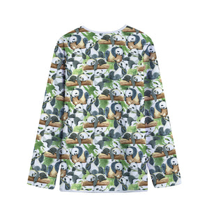 Watercolor Panda Bear Pattern Print Long Sleeve Short Coat