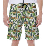 Watercolor Panda Bear Pattern Print Men's Beach Shorts