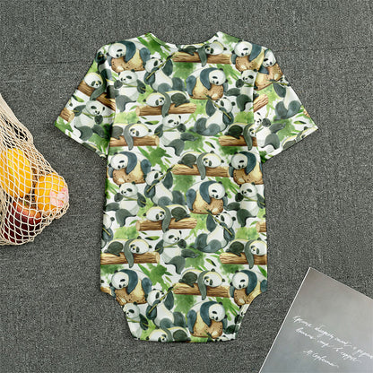 Watercolor Panda Bear Pattern Print Men's Bodysuit