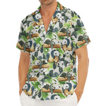 Watercolor Panda Bear Pattern Print Men's Deep V-Neck Shirt