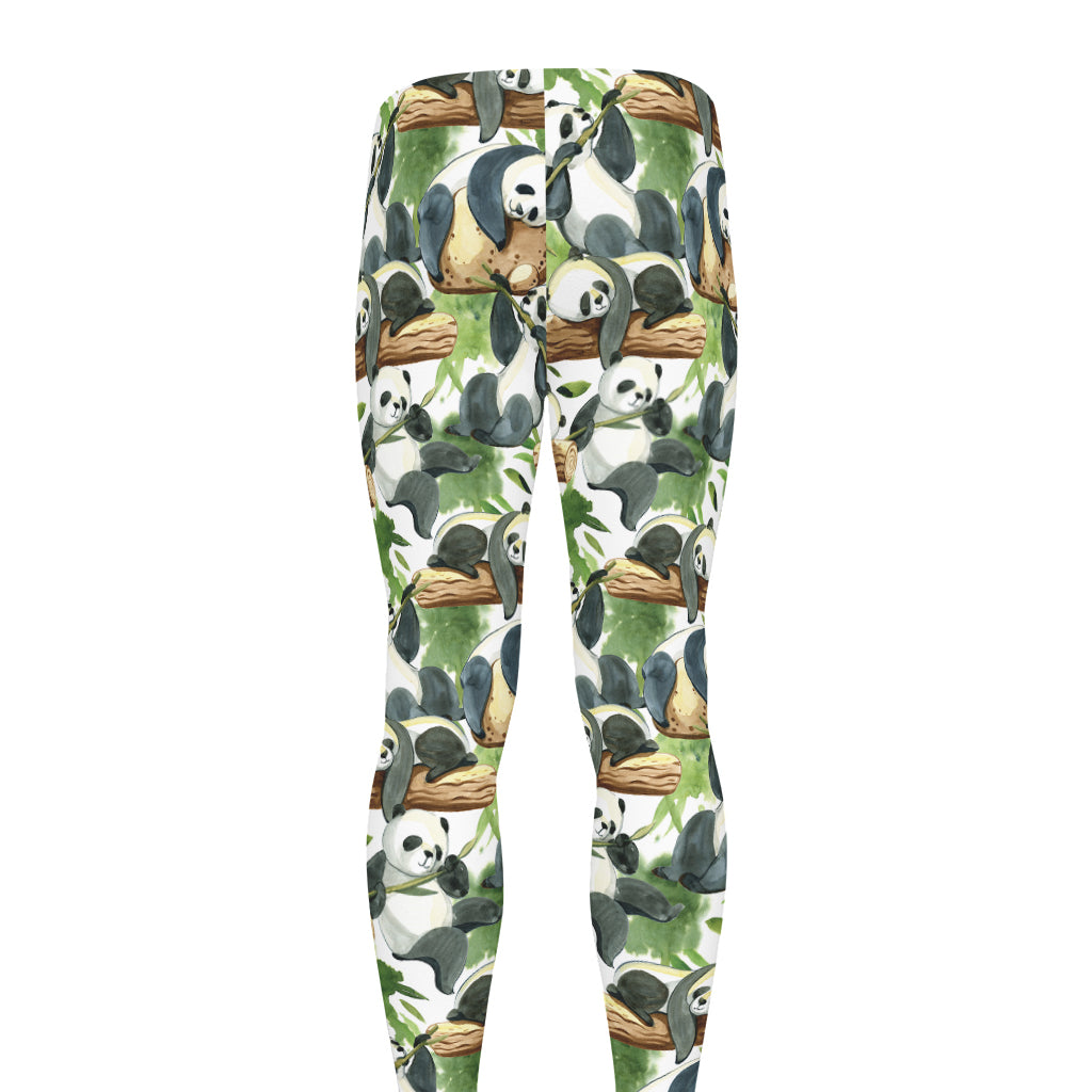 Watercolor Panda Bear Pattern Print Men's leggings