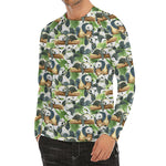 Watercolor Panda Bear Pattern Print Men's Long Sleeve Rash Guard