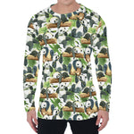 Watercolor Panda Bear Pattern Print Men's Long Sleeve T-Shirt