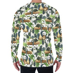 Watercolor Panda Bear Pattern Print Men's Long Sleeve T-Shirt