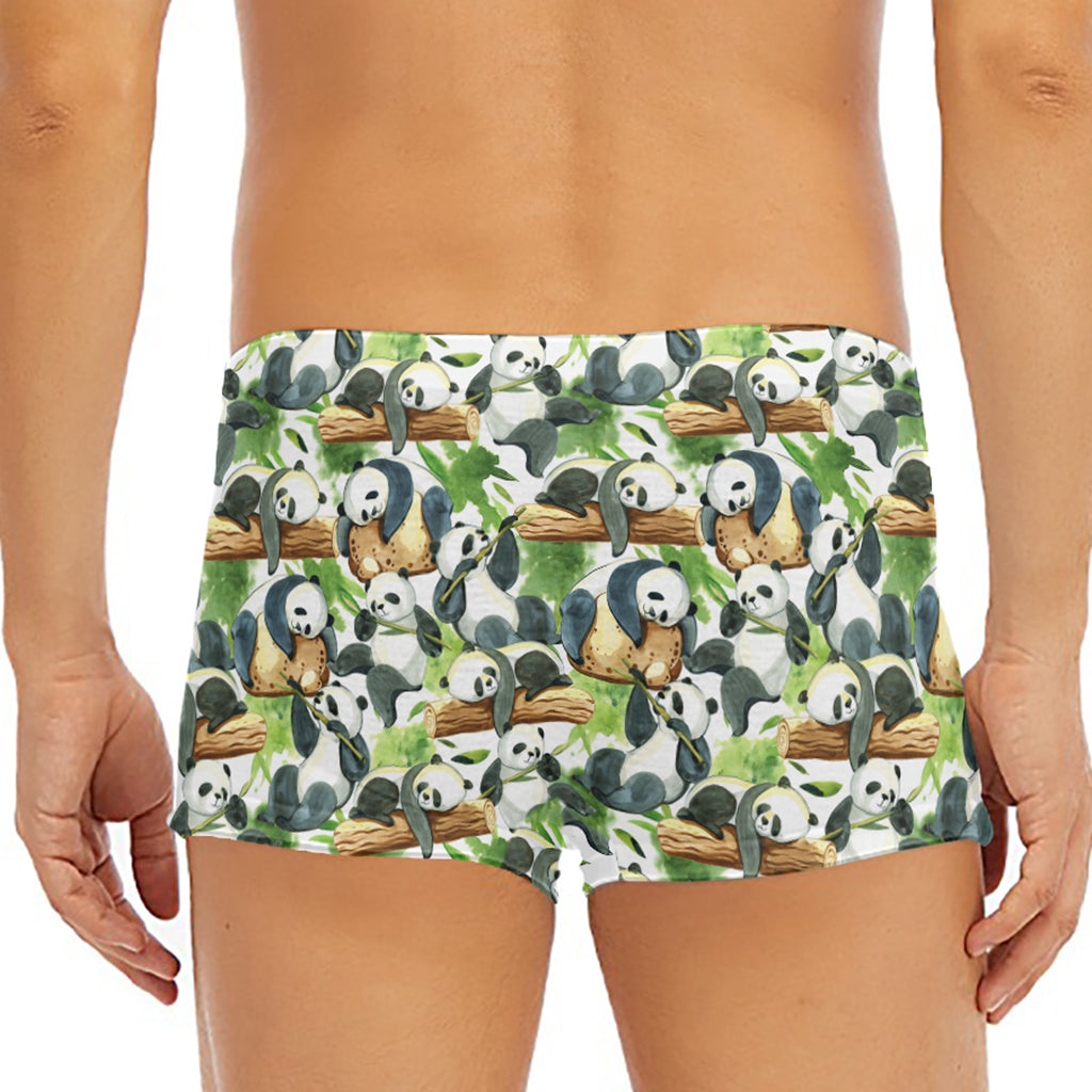Watercolor Panda Bear Pattern Print Men's Short Boxer Briefs