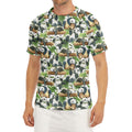 Watercolor Panda Bear Pattern Print Men's Short Sleeve Rash Guard