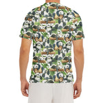 Watercolor Panda Bear Pattern Print Men's Short Sleeve Rash Guard