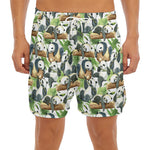 Watercolor Panda Bear Pattern Print Men's Split Running Shorts