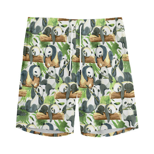 Watercolor Panda Bear Pattern Print Men's Sports Shorts