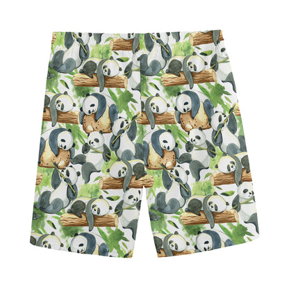Watercolor Panda Bear Pattern Print Men's Sports Shorts