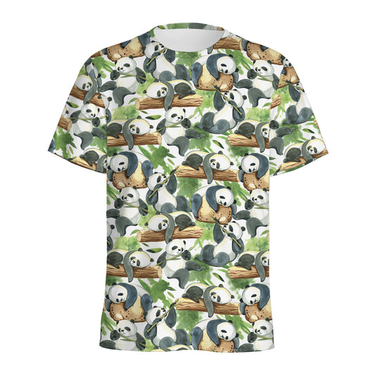 Watercolor Panda Bear Pattern Print Men's Sports T-Shirt