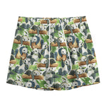 Watercolor Panda Bear Pattern Print Mesh Shorts