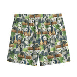 Watercolor Panda Bear Pattern Print Mesh Shorts