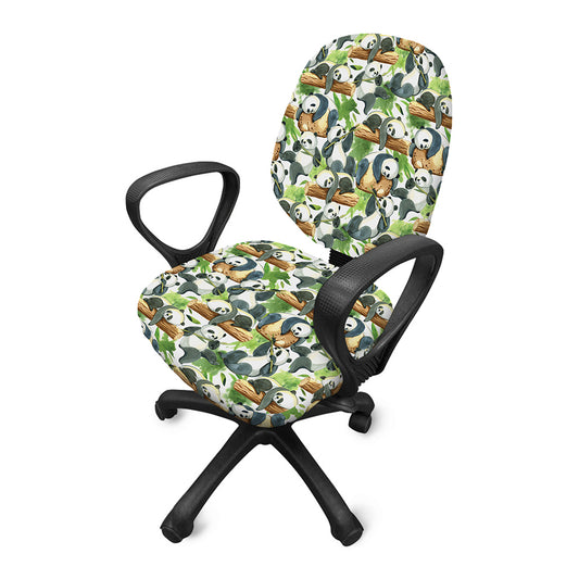 Watercolor Panda Bear Pattern Print Office Chair Cover