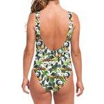 Watercolor Panda Bear Pattern Print One Piece Swimsuit