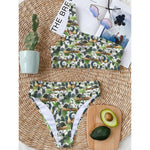 Watercolor Panda Bear Pattern Print One Shoulder Bikini Top