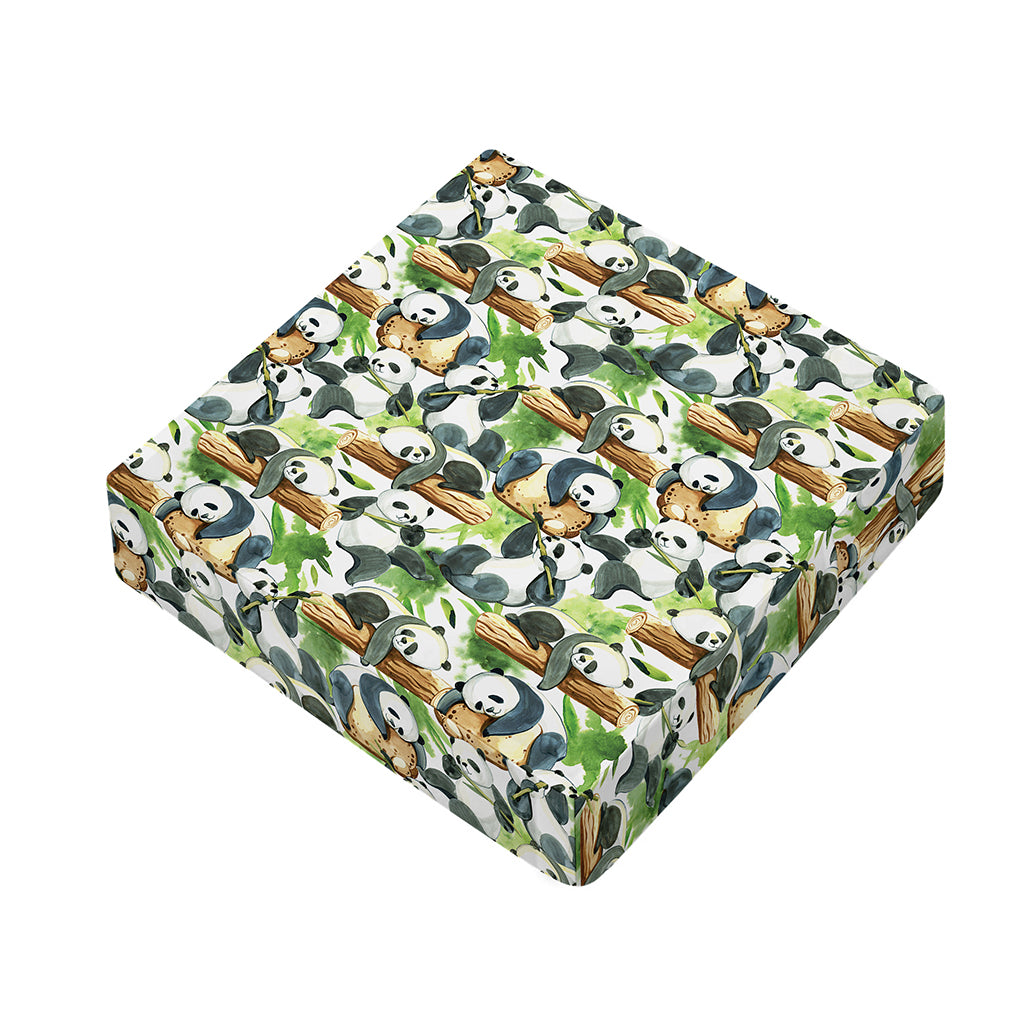 Watercolor Panda Bear Pattern Print Outdoor Seat Cushion Cover