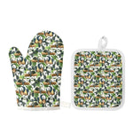 Watercolor Panda Bear Pattern Print Oven Mitt And Pot Holder Set