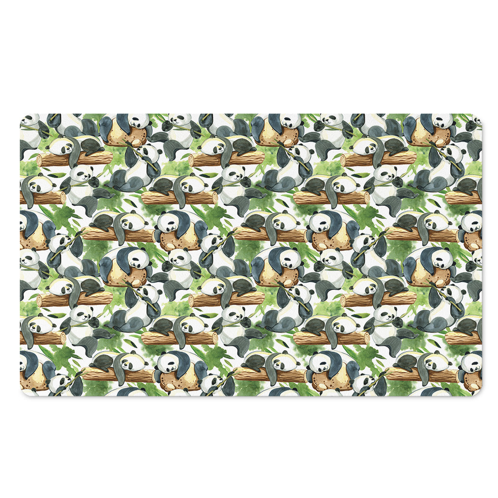 Watercolor Panda Bear Pattern Print Polyester Doormat