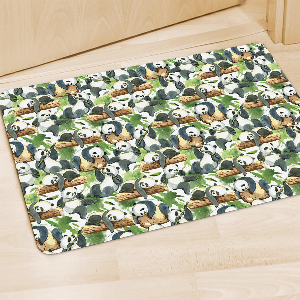 Watercolor Panda Bear Pattern Print Polyester Doormat