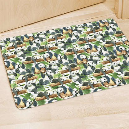 Watercolor Panda Bear Pattern Print Polyester Doormat