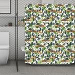 Watercolor Panda Bear Pattern Print Polyester Shower Curtain