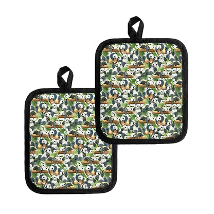 Watercolor Panda Bear Pattern Print Pot Holders