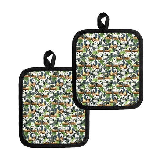 Watercolor Panda Bear Pattern Print Pot Holders