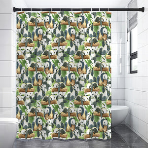 Watercolor Panda Bear Pattern Print Premium Shower Curtain