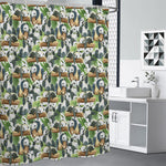 Watercolor Panda Bear Pattern Print Premium Shower Curtain