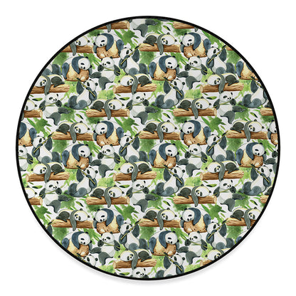 Watercolor Panda Bear Pattern Print Round Floor Mat