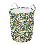 Watercolor Panda Bear Pattern Print Round Laundry Basket