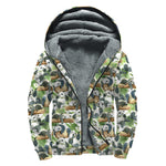 Watercolor Panda Bear Pattern Print Sherpa Lined Zip Up Hoodie