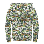 Watercolor Panda Bear Pattern Print Sherpa Lined Zip Up Hoodie