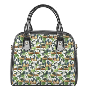 Watercolor Panda Bear Pattern Print Shoulder Handbag