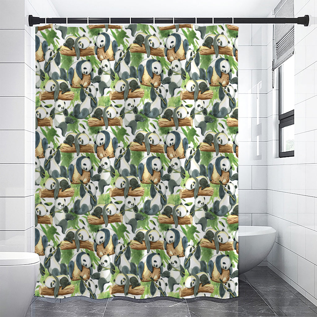 Watercolor Panda Bear Pattern Print Shower Curtain