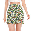 Watercolor Panda Bear Pattern Print Side Slit Mini Skirt